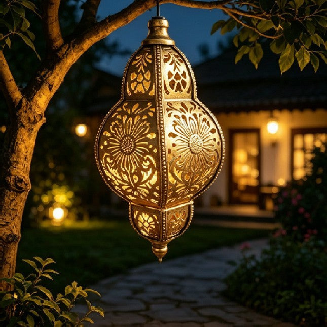 Lampe de projection solaire en fer ajouré