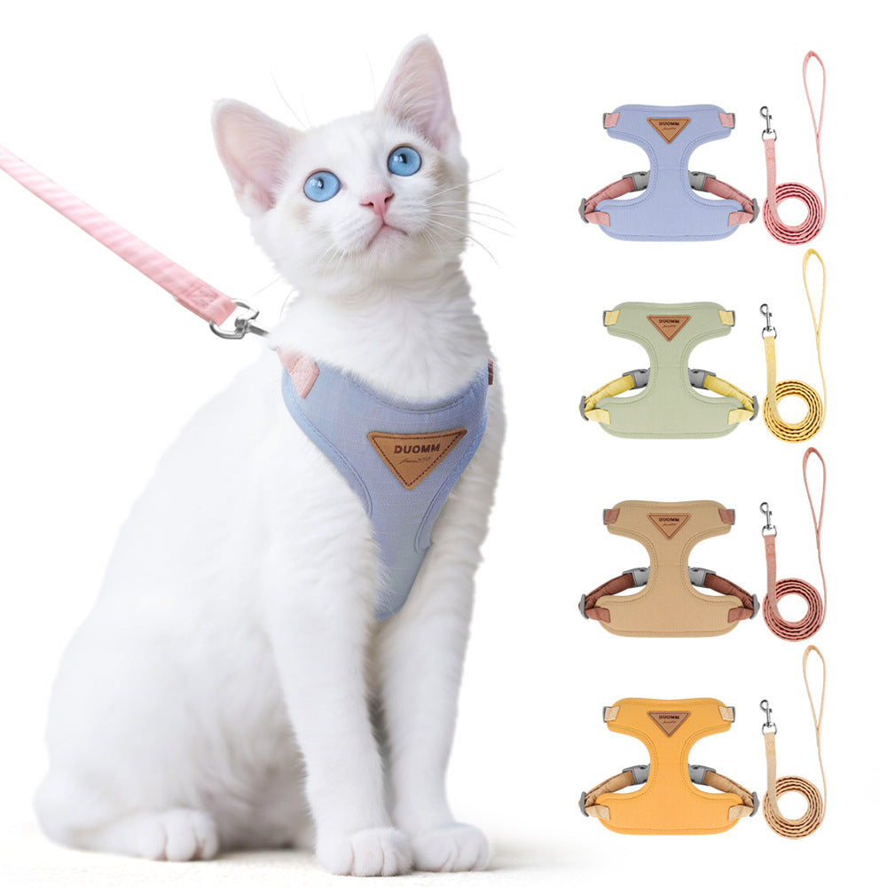 Adjustable Mesh Cat Chest Harness Anti Escape Walking Leash Set