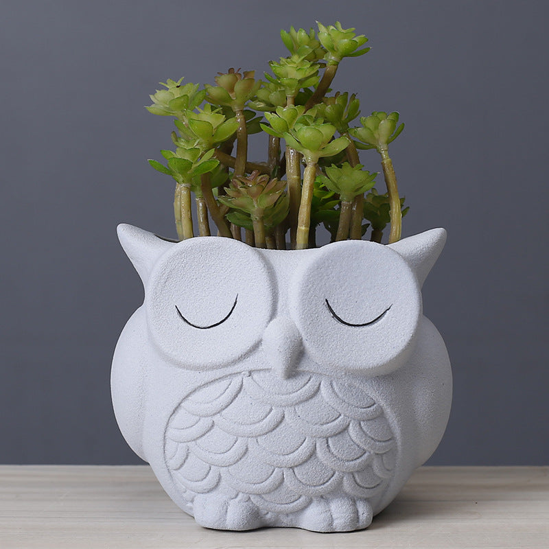 Creative Ceramic Cartoon Animal Flower Pot For Desk Decoration