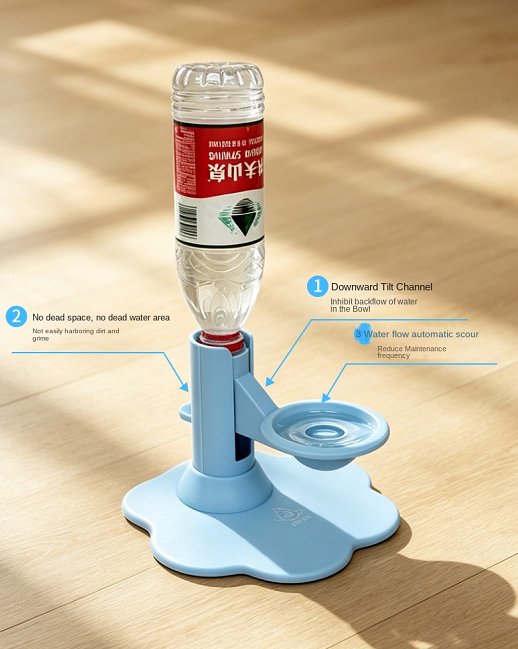 Adjustable Height Cat Water Dispenser 650ml Bottle Neck Support Automatic Refill