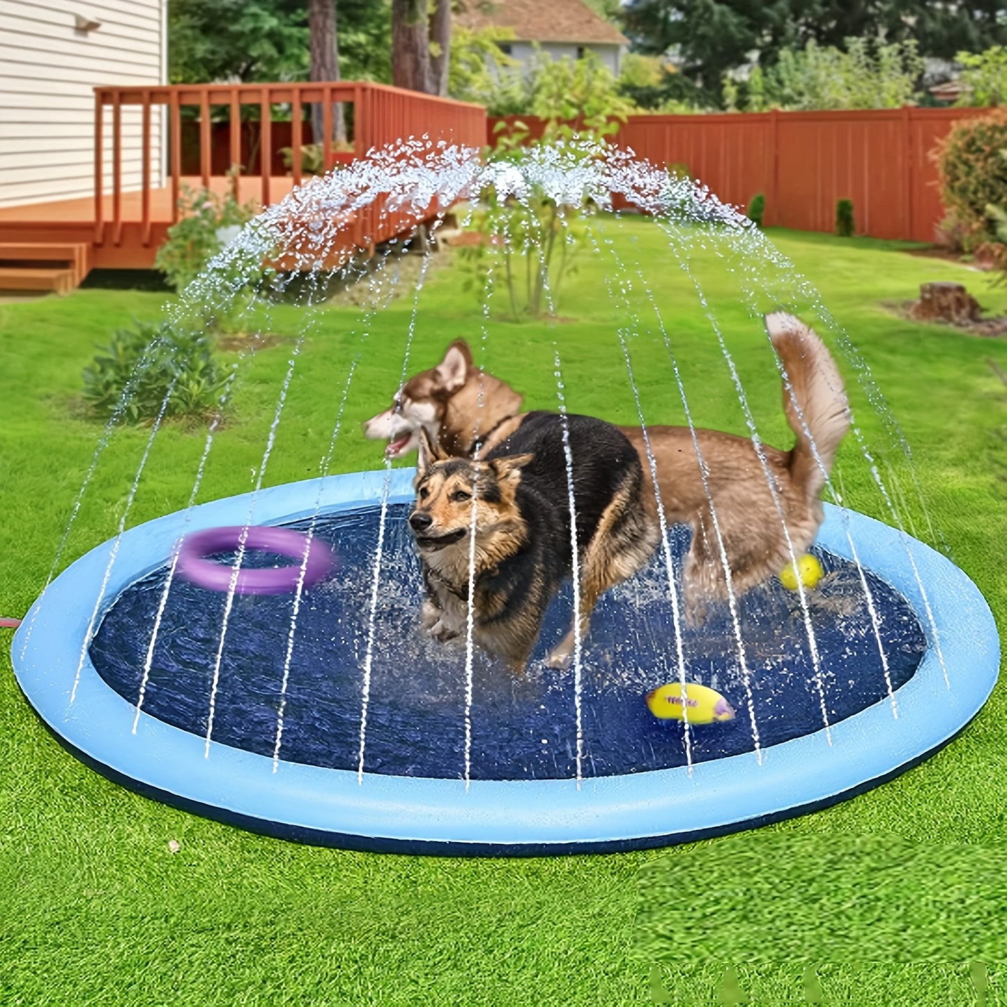 Extra Large 200.66cm Non-Slip Dog Splash Pad - Durable Sprinkler Pool for Summer Outdoor Fun, Backyard Fountain Play Mat & Wading Pool for Pets