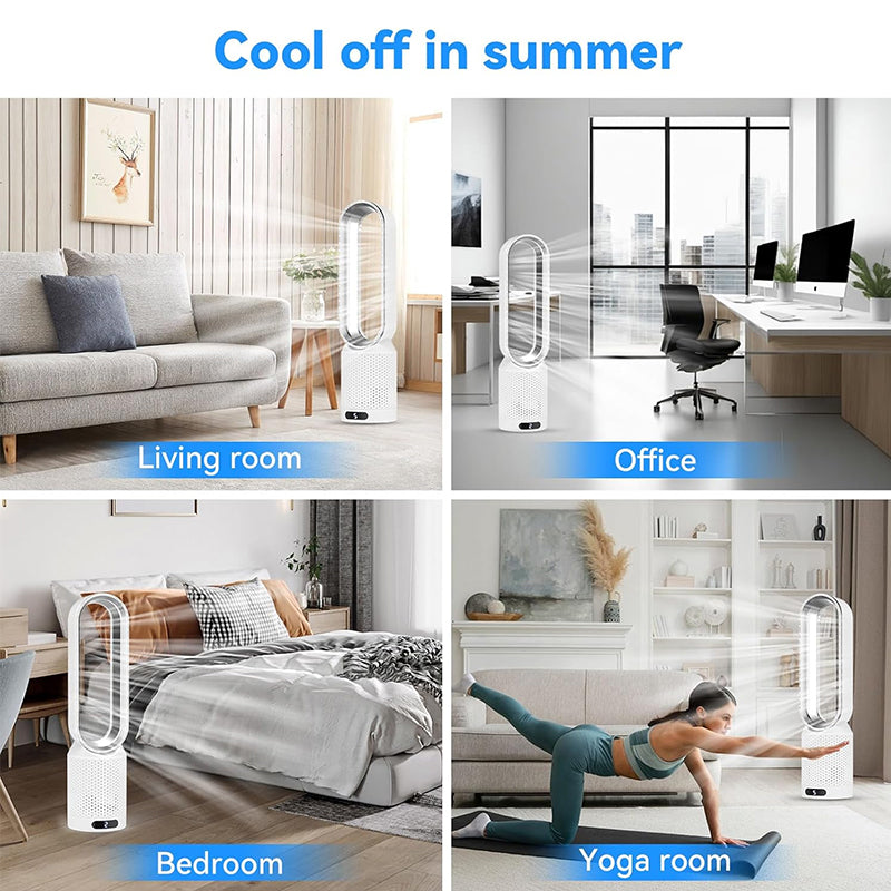 2026 Nouveau ventilateur tour sans pales avec purificateur d'air – Ventilateur ultra-silencieux sur pied et de table pour chambre, maison, bureau