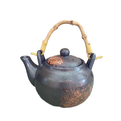 Keramische theeketel met bamboe handvat, handbeschilderd, commercieel gebruik, grote inhoud, theepot met schenktuit, tafelmodel