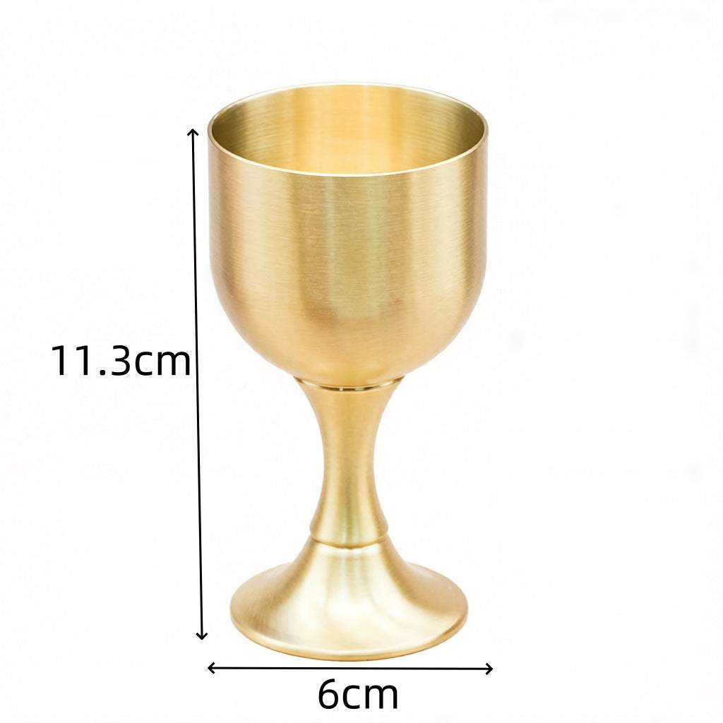Ensemble de coupes à vin en cuivre - Grande, moyenne, petite - Coupe sur pied antique en laiton pur pour offrandes, Feng Shui, Dieu de la richesse, coupe à eau