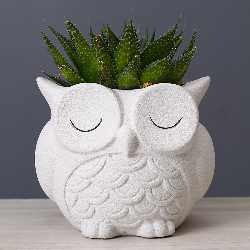 Creative Ceramic Cartoon Animal Flower Pot For Desk Decoration