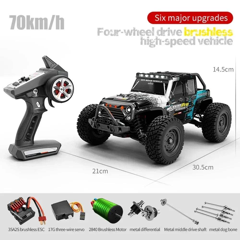 1:16 70KM/H 4WD RC Car With Led Lights 2.4G Radio High Speed Brushless Motor Remote Control Off-Road Cars for Children toys - Quality Shopping Centre