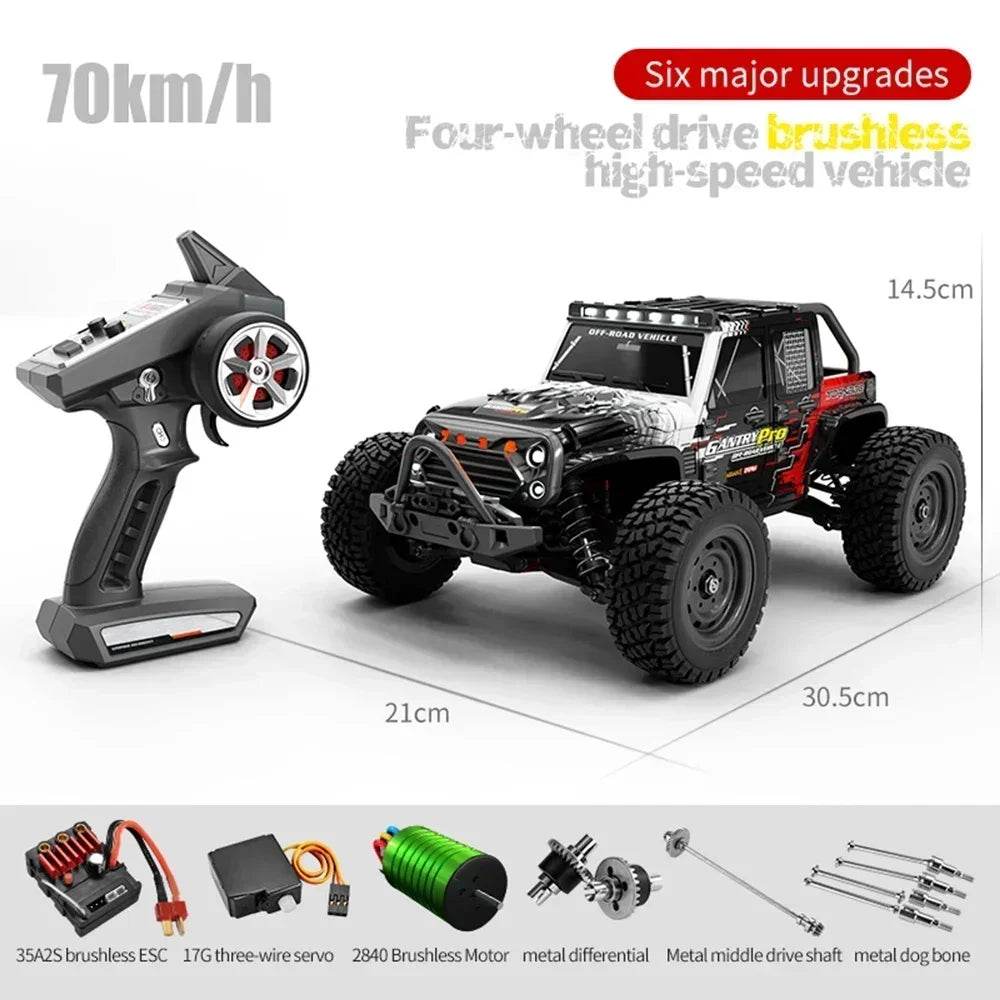 1:16 70KM/H 4WD RC Car With Led Lights 2.4G Radio High Speed Brushless Motor Remote Control Off-Road Cars for Children toys - Quality Shopping Centre