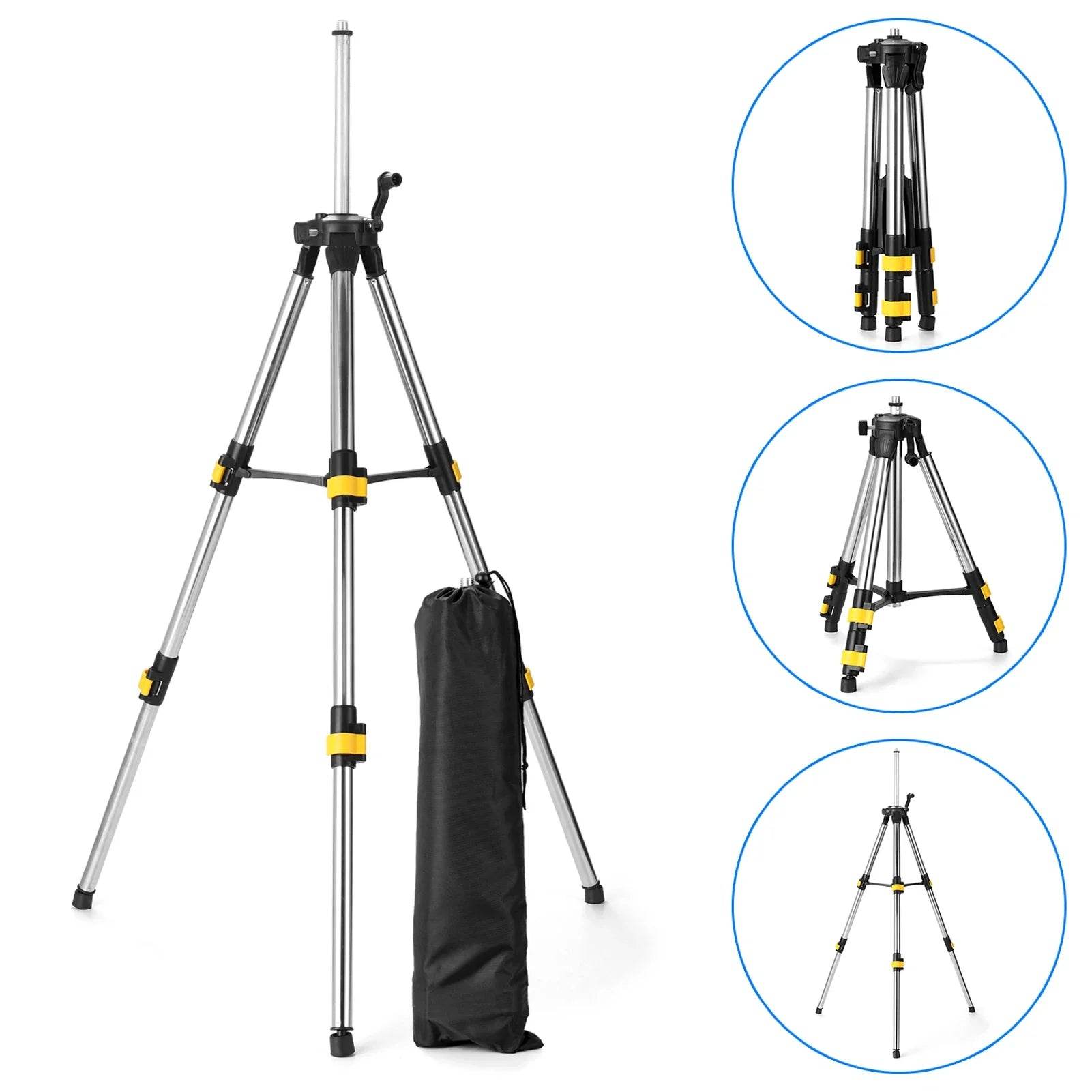 1.2M Three Height Adjustment Stainless Steel Extension Bar Tripod Stand For Laser Level with Bubble-level Tripod Stand - Quality Shopping Centre