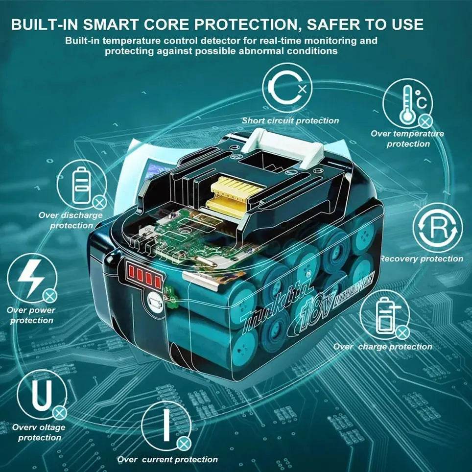 100%Original Makita 18V Rechargeable Power Tool Battery, Replaceable LED Lithium-ion, 6.0 Ah 18V LXT BL1860B BL1860BL1850 BL1830 - Quality Shopping Centre