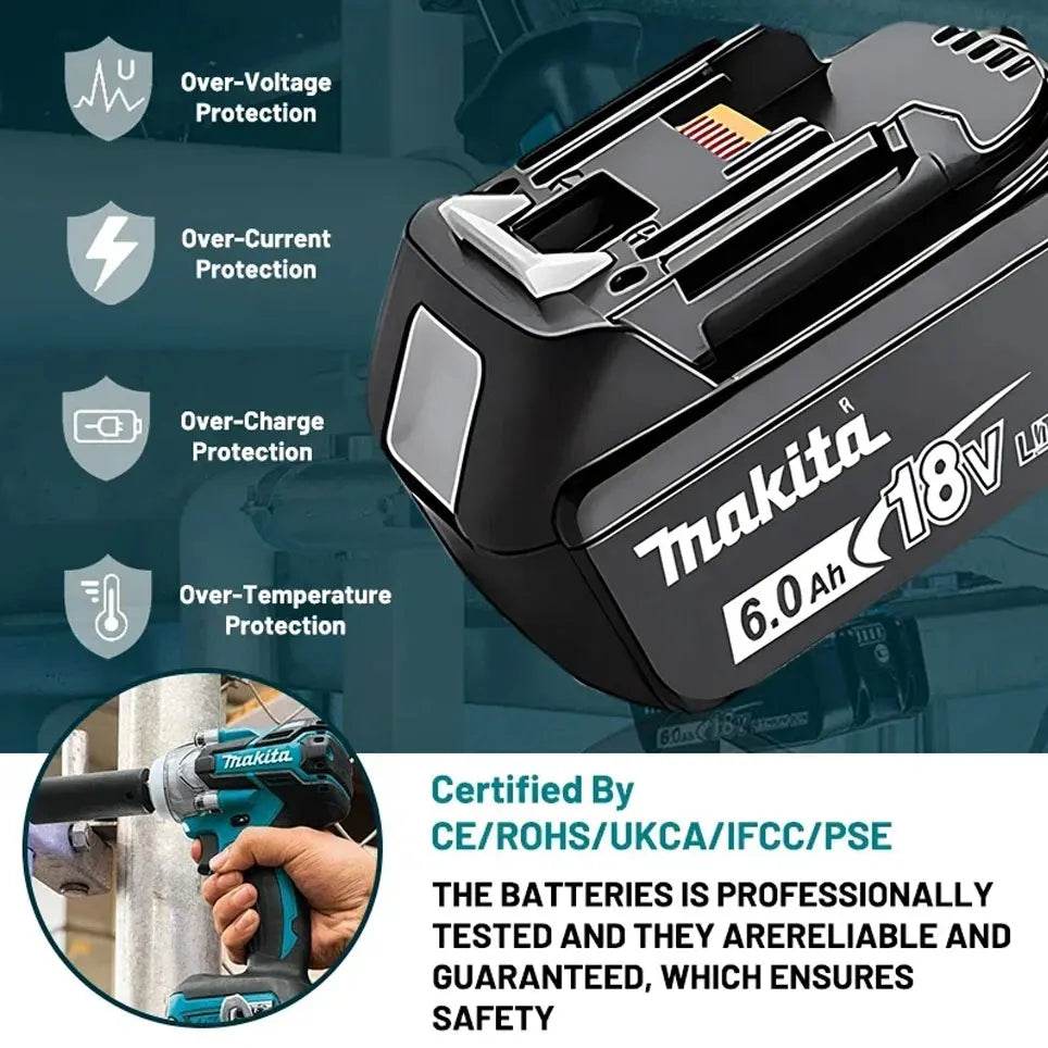 100%Original Makita 18V Rechargeable Power Tool Battery, Replaceable LED Lithium-ion, 6.0 Ah 18V LXT BL1860B BL1860BL1850 BL1830 - Quality Shopping Centre