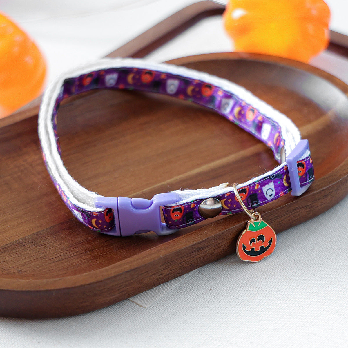 Pet Halloween Pumpkin Head Collar Cartoon Neckwear for Dogs and Cats, Small Dog Accessories