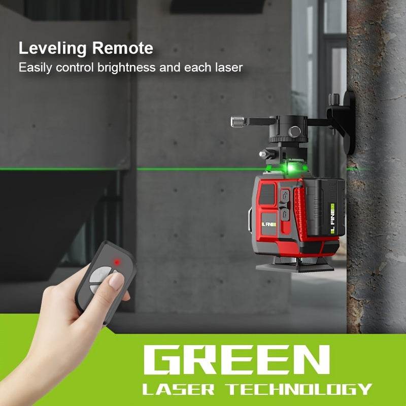16 Lines 4D Laser Level Green Line SelfLeveling 360 Horizontal And Vertical Remote Control Green Beam Laser Levels 2pcs Battery - Quality Shopping Centre