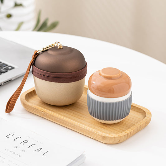 Ceramic Pinecone Travel Tea Set Portable One Pot One Cup Filter Cup For Office