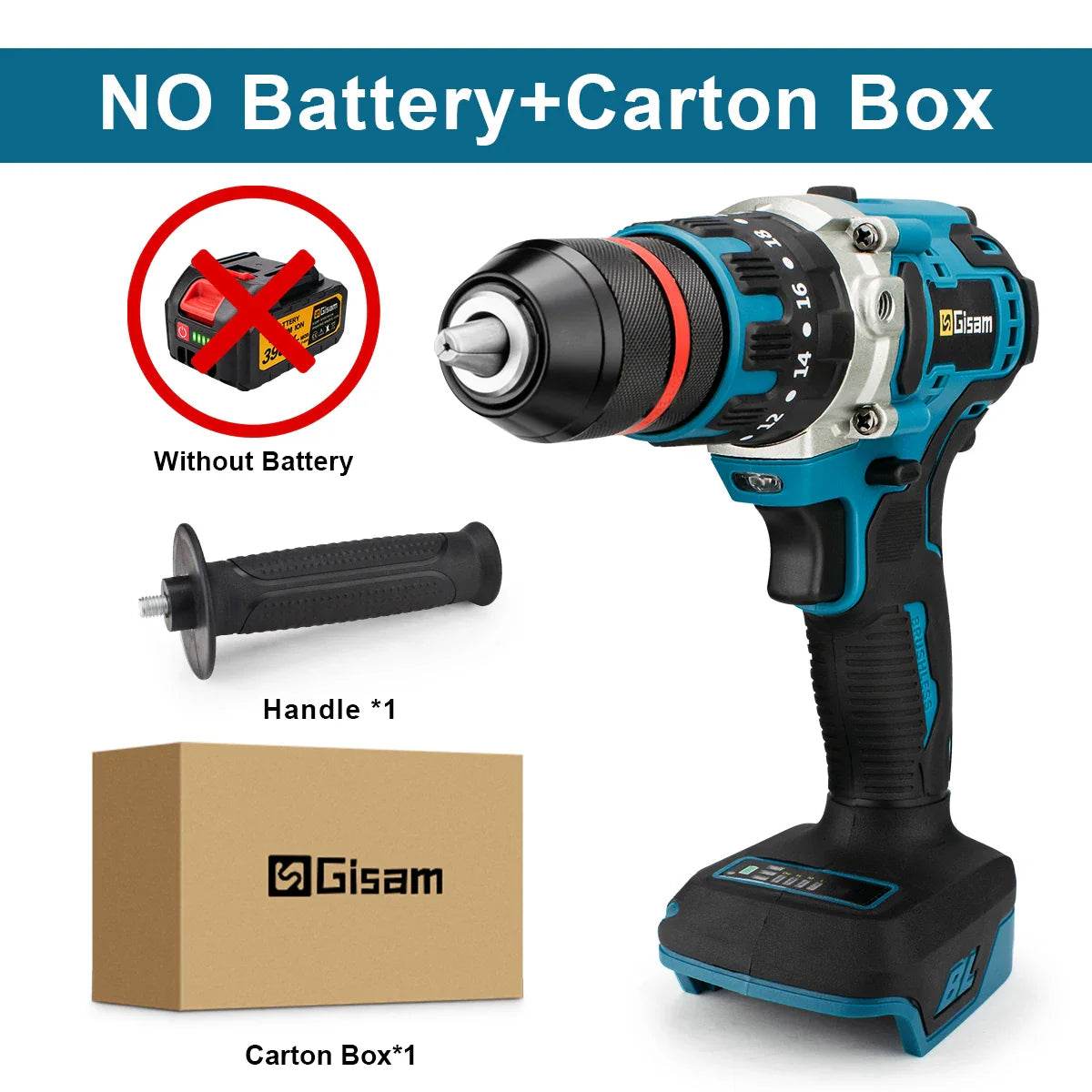 18V 13mm 480N.M Brushless Electric Impact Drill Cordless Drill Electric Screwdriver DIY Driver Power Tool for Makita 18V Battery - Quality Shopping Centre