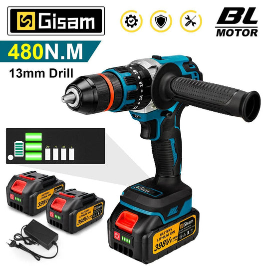 18V 13mm 480N.M Brushless Electric Impact Drill Cordless Drill Electric Screwdriver DIY Driver Power Tool for Makita 18V Battery - Quality Shopping Centre