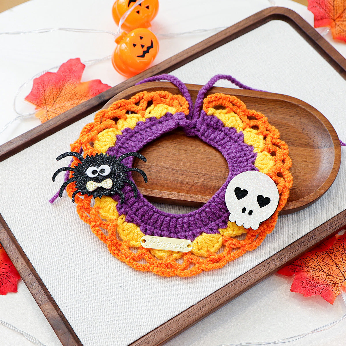 Halloween Pet Cat Dog Knit Scarf Funny Pumpkin Ghost Neckwear Bib