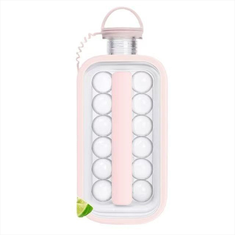 2-in-1 draagbare opvouwbare ijsbalmaker-fles, siliconen vriesvorm & waterfles voor cocktails, reizen, sportschool