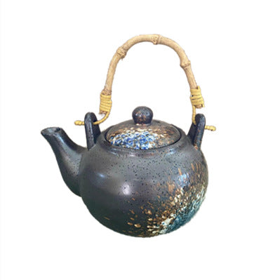 Keramische theeketel met bamboe handvat, handbeschilderd, commercieel gebruik, grote inhoud, theepot met schenktuit, tafelmodel