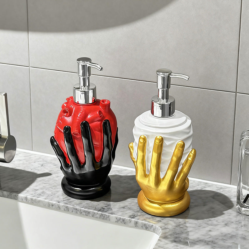Lightweight Bathroom Handheld Heart-Shaped Liquid Dispenser for Shower Gel, Shampoo, Soap, and Hand Soap Refill Bottles