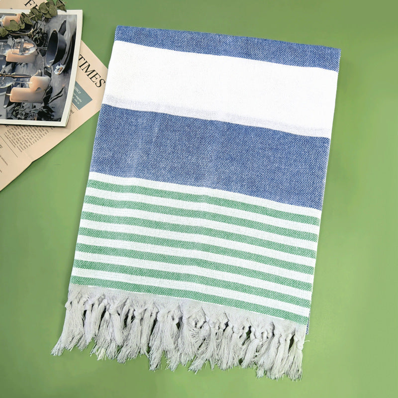 Serviette de plage turque rayée à franges, séchage rapide, grande taille, en coton, styles variés, vente en gros