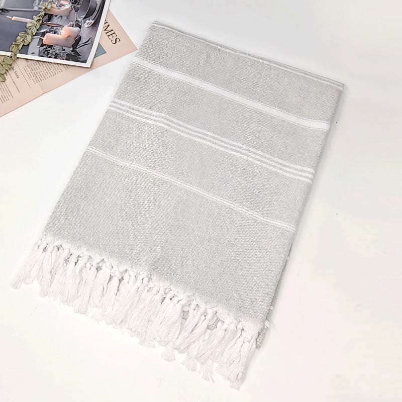 Serviette de plage turque rayée à franges, séchage rapide, grande taille, en coton, styles variés, vente en gros