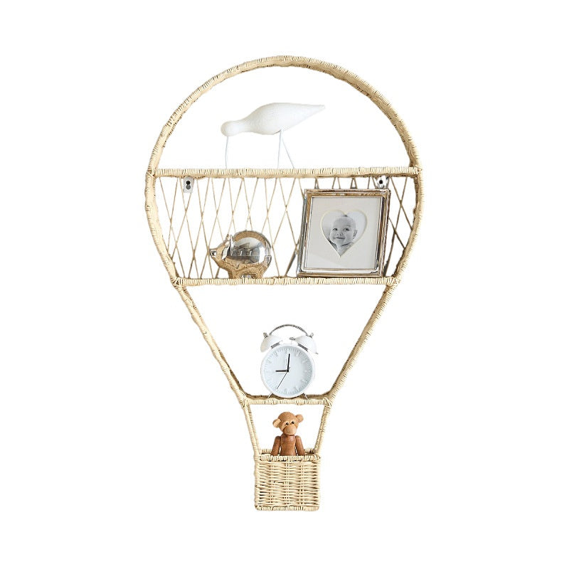 Nordic stijl geweven wandopbergrek, decoratief opbergrek in de vorm van een heteluchtballon, opbergmand voor in huis