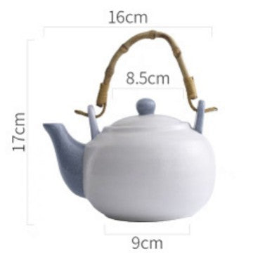 Keramische theeketel met bamboe handvat, handbeschilderd, commercieel gebruik, grote inhoud, theepot met schenktuit, tafelmodel