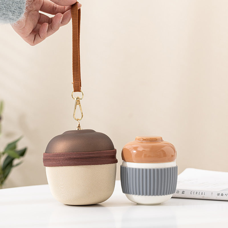 Ceramic Pinecone Travel Tea Set Portable One Pot One Cup Filter Cup For Office