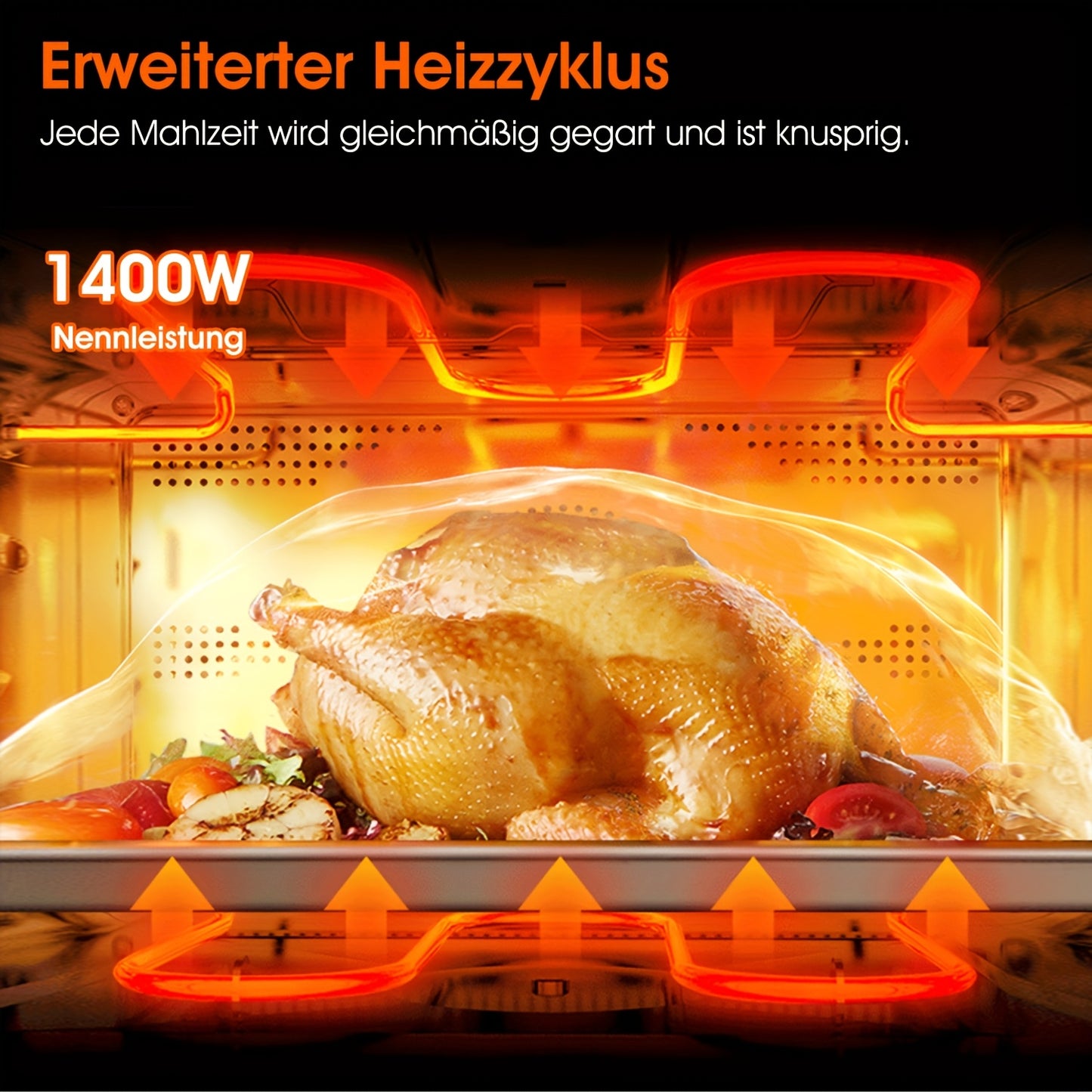 Hot Air Fryer, 6 Litres, Air Fryer, Digital LED Touchscreen, Viewing Window, 6 Cooking Functions, Preheating And Keeping Hot, Oil Free, 1700 W