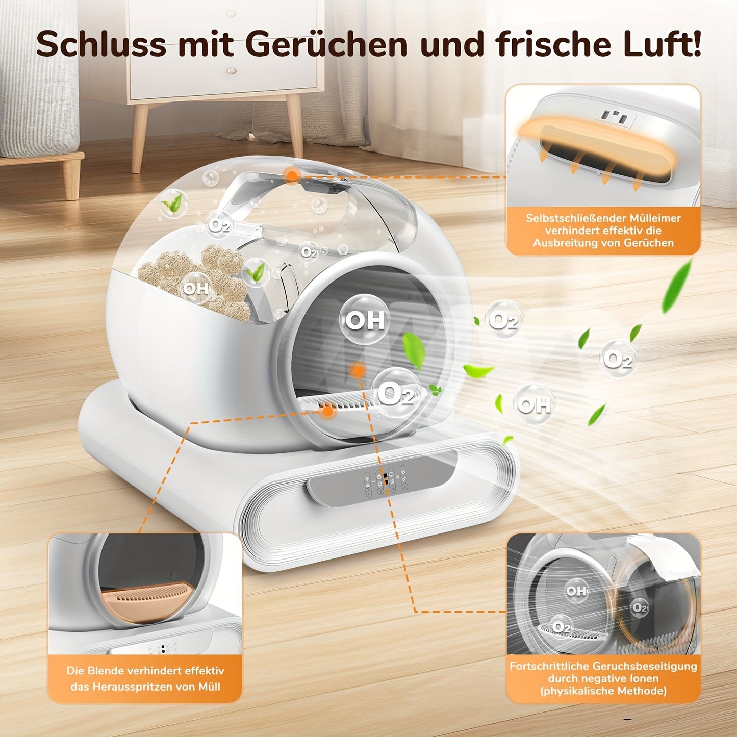 9L Automatic Cat Litter Box with Ion Deodorization, Sealed Trash Bin & Compact Design for Effortless Pet Hygiene - Quality Shopping Centre