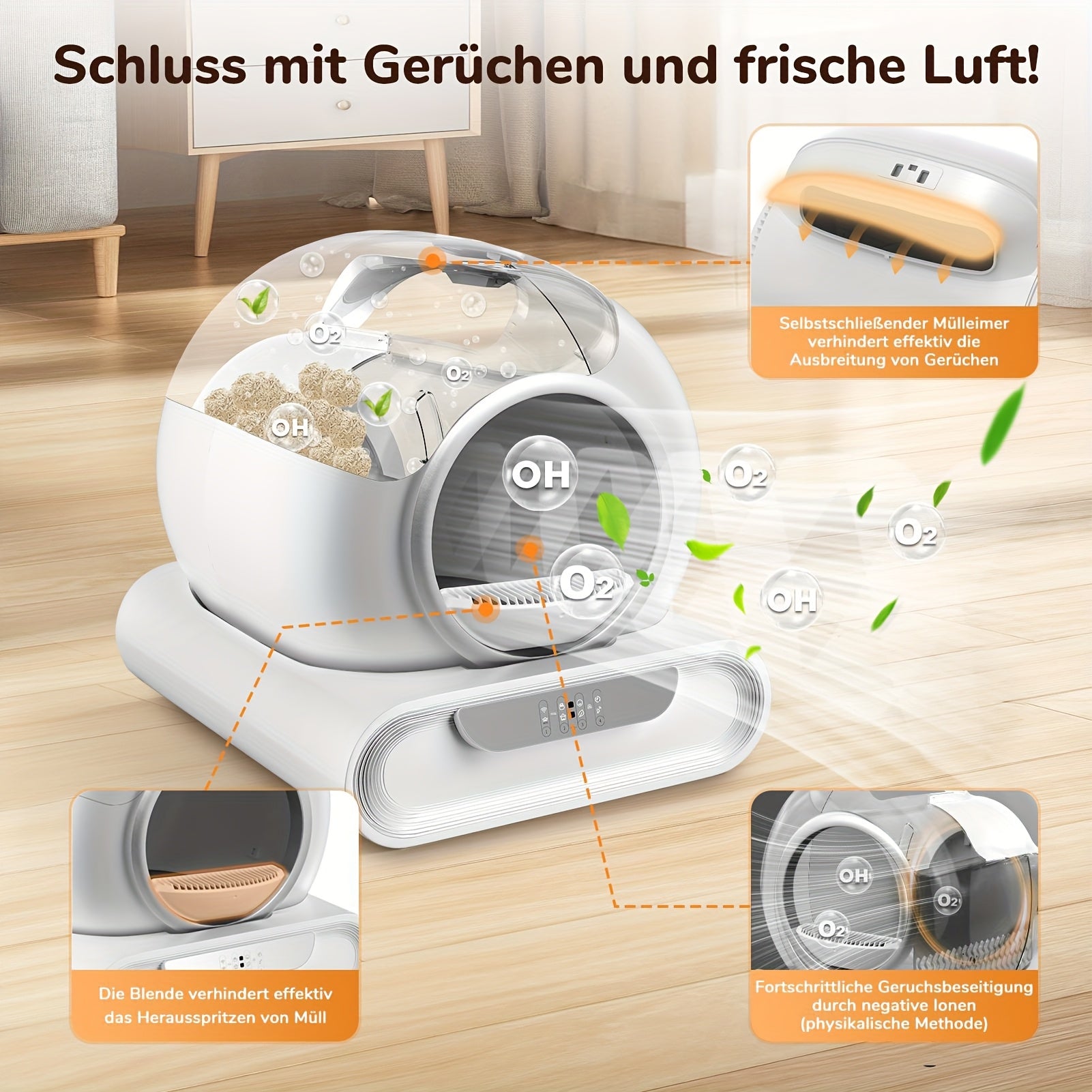 9L Automatic Cat Litter Box with Ion Deodorization, Sealed Trash Bin & Compact Design for Effortless Pet Hygiene - Quality Shopping Centre