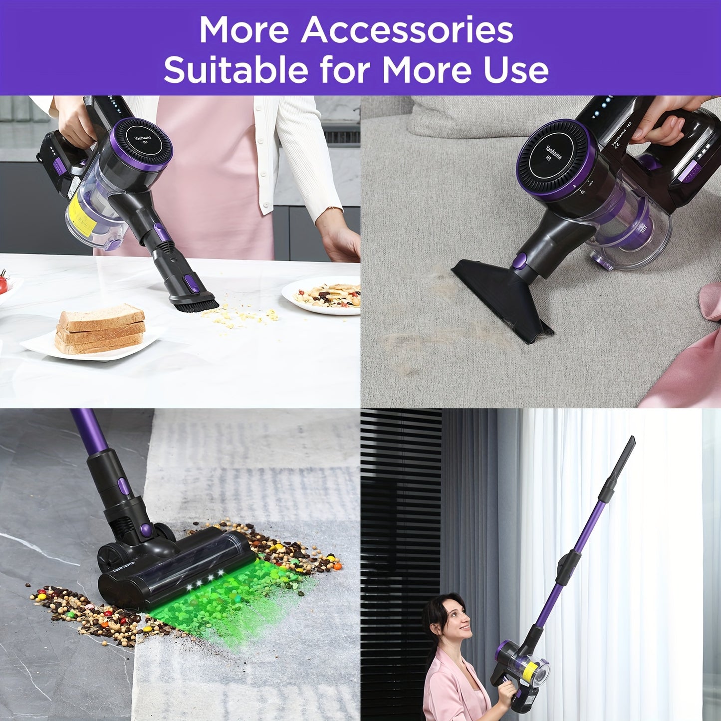 550W High Performance Cordless Vacuum Cleaner, 45000Pa, 7 Filtration, 4 Suction Modes, 1.6L Stick Vacuum Cleaner, 60 Minutes Extra Long Run Time, Suitable For Hard Floors/Carpets/Pet Hair [Energy Class A+++]