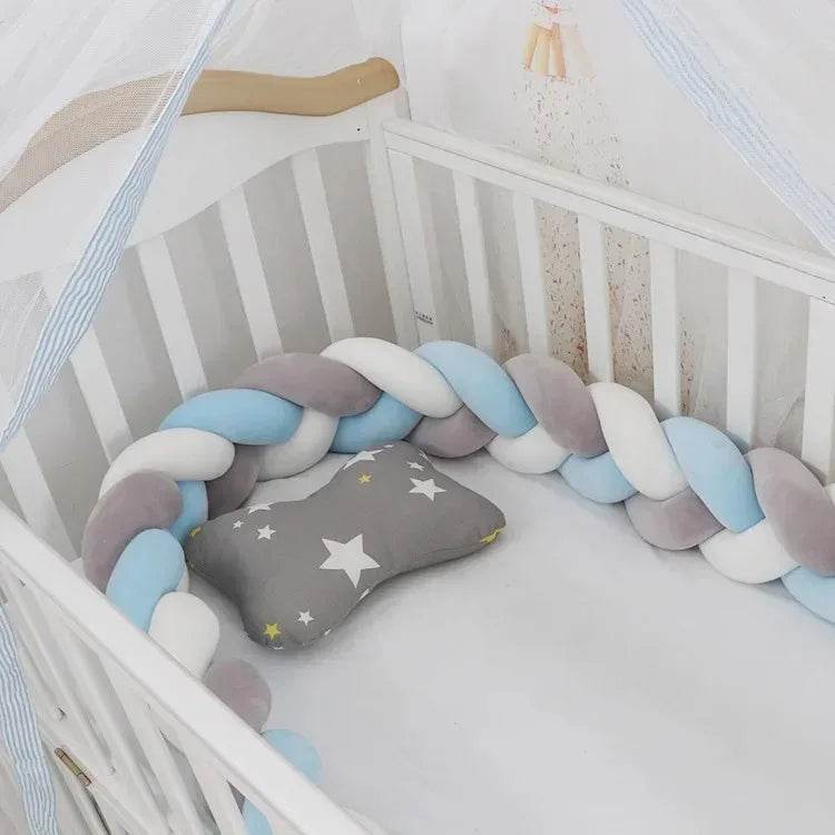 1M/2M/3M/4M Knot Braid Bumper Infant Cradle Cot Protector Plush Pillow Cushion Crib Anti-collision Room Decor Baby Bed Bumper - Quality Shopping Centre