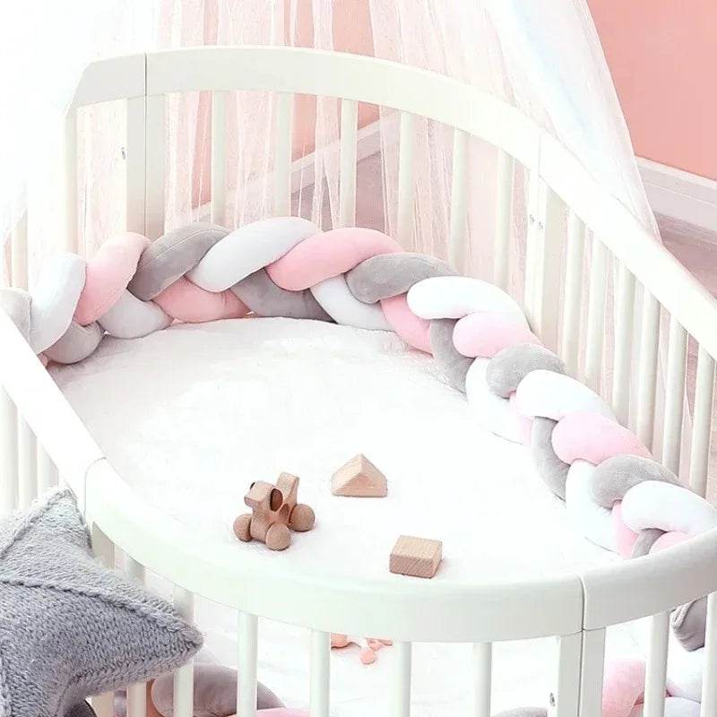 1M/2M/3M/4M Knot Braid Bumper Infant Cradle Cot Protector Plush Pillow Cushion Crib Anti-collision Room Decor Baby Bed Bumper - Quality Shopping Centre
