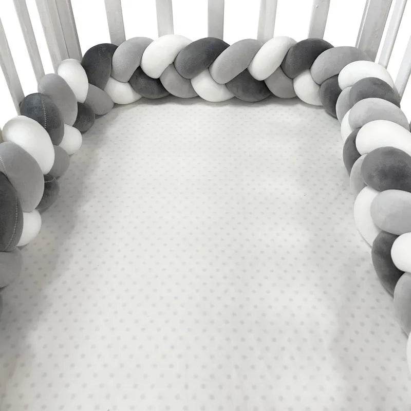 1M/2M/3M/4M Knot Braid Bumper Infant Cradle Cot Protector Plush Pillow Cushion Crib Anti-collision Room Decor Baby Bed Bumper - Quality Shopping Centre