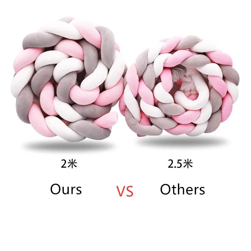 1M/2M/3M/4M Knot Braid Bumper Infant Cradle Cot Protector Plush Pillow Cushion Crib Anti-collision Room Decor Baby Bed Bumper - Quality Shopping Centre