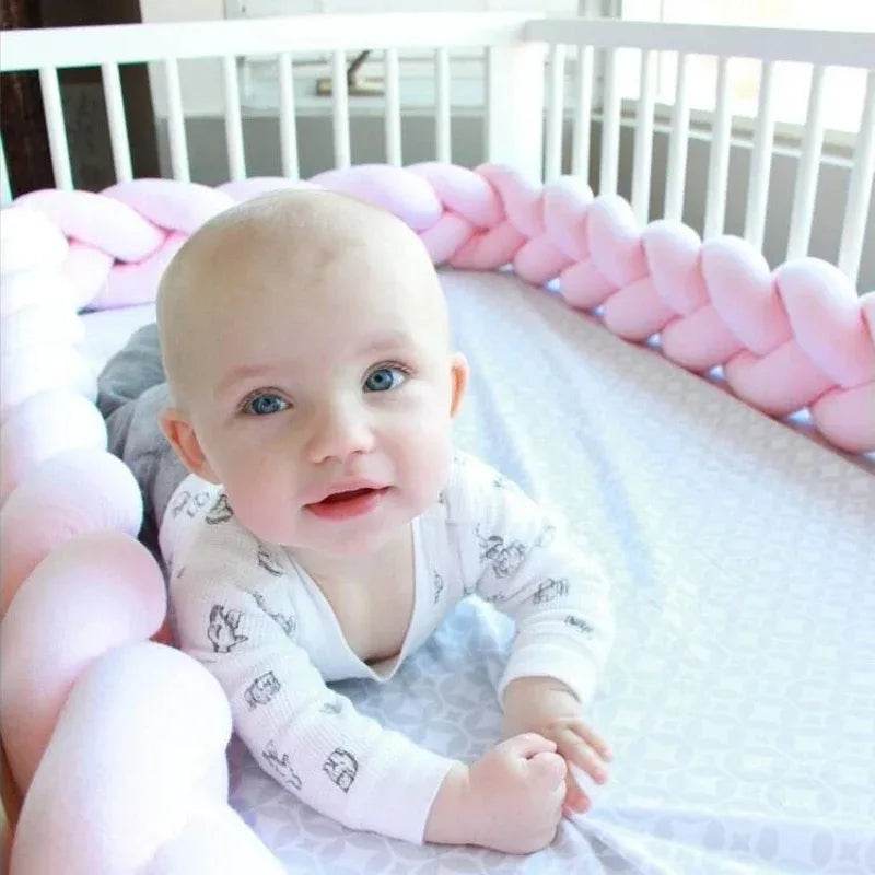 1M/2M/3M/4M Knot Braid Bumper Infant Cradle Cot Protector Plush Pillow Cushion Crib Anti-collision Room Decor Baby Bed Bumper - Quality Shopping Centre