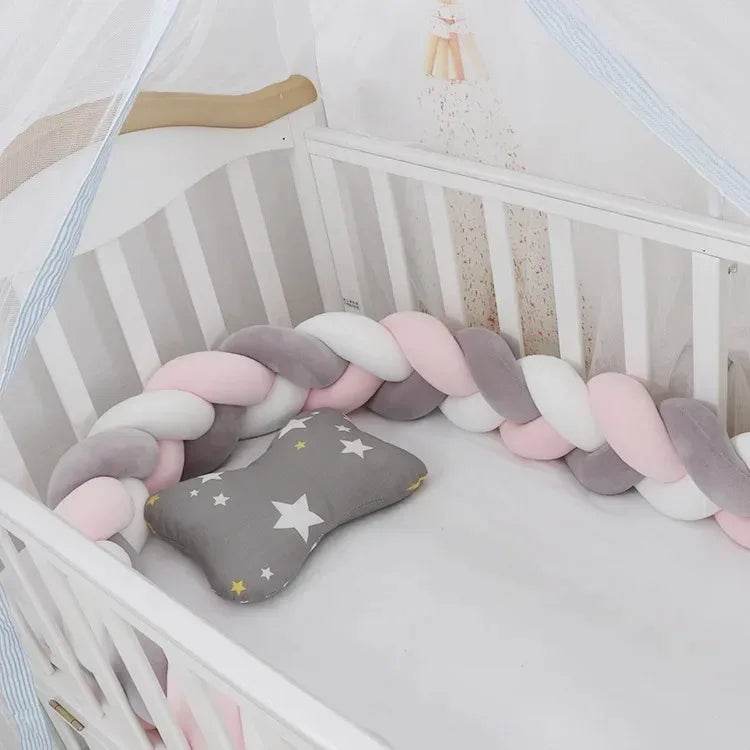 1M/2M/3M/4M Knot Braid Bumper Infant Cradle Cot Protector Plush Pillow Cushion Crib Anti-collision Room Decor Baby Bed Bumper - Quality Shopping Centre