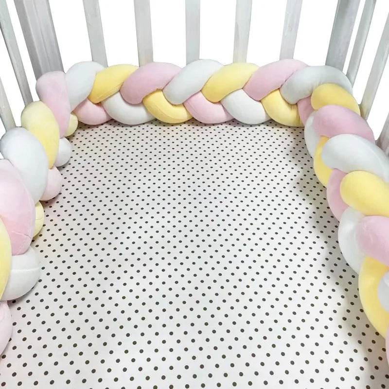 1M/2M/3M/4M Knot Braid Bumper Infant Cradle Cot Protector Plush Pillow Cushion Crib Anti-collision Room Decor Baby Bed Bumper - Quality Shopping Centre