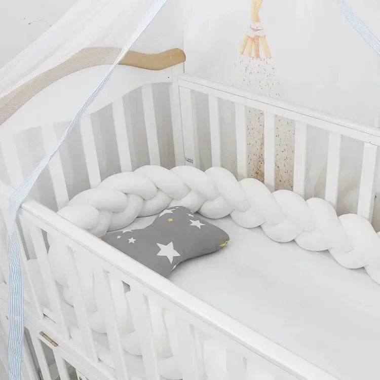 1M/2M/3M/4M Knot Braid Bumper Infant Cradle Cot Protector Plush Pillow Cushion Crib Anti-collision Room Decor Baby Bed Bumper - Quality Shopping Centre