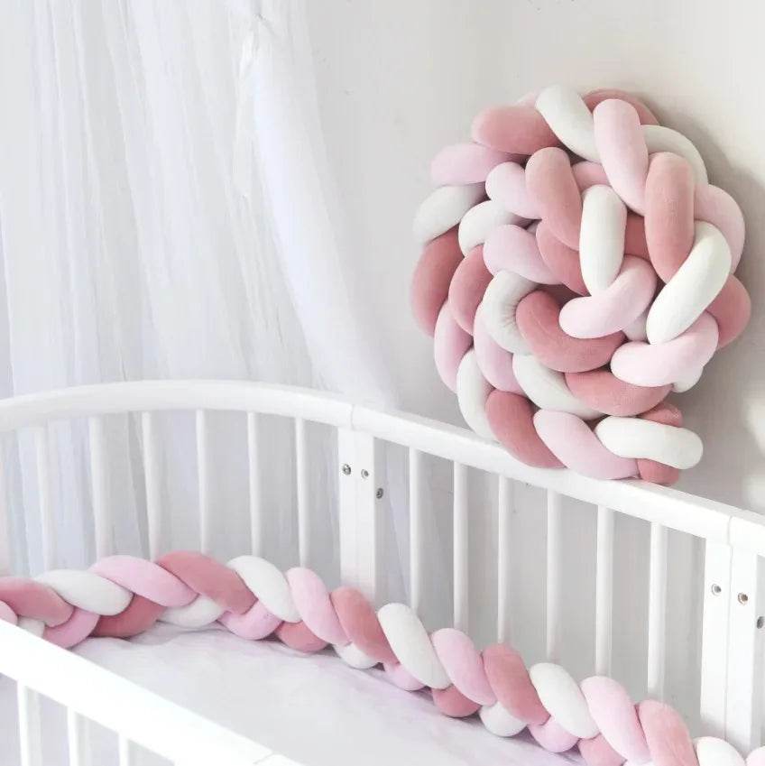 1M/2M/3M/4M Knot Braid Bumper Infant Cradle Cot Protector Plush Pillow Cushion Crib Anti-collision Room Decor Baby Bed Bumper - Quality Shopping Centre