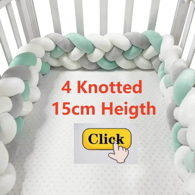 1M/2M/3M/4M Knot Braid Bumper Infant Cradle Cot Protector Plush Pillow Cushion Crib Anti-collision Room Decor Baby Bed Bumper - Quality Shopping Centre