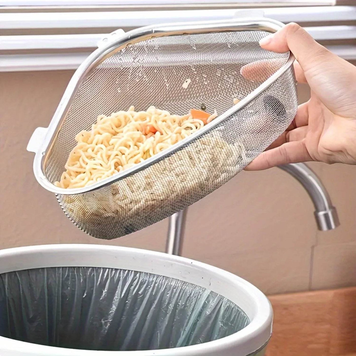 1pc, Stainless Steel Sink Drain Basket, Triangle Strainer With Suction Cups For Kitchen, Kitchen Food Waste Leftovers Food Catch - Quality Shopping Centre