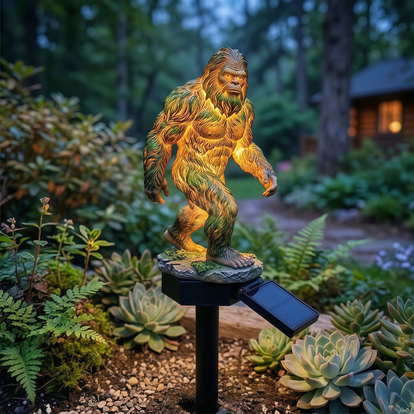 Spaceship gorilla resin solar panel funny outdoor courtyard garden resin lamp decoration
