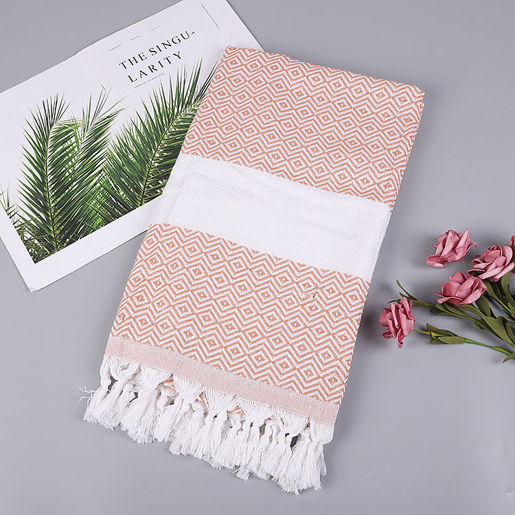 Serviette de plage turque rayée à franges, séchage rapide, grande taille, en coton, styles variés, vente en gros