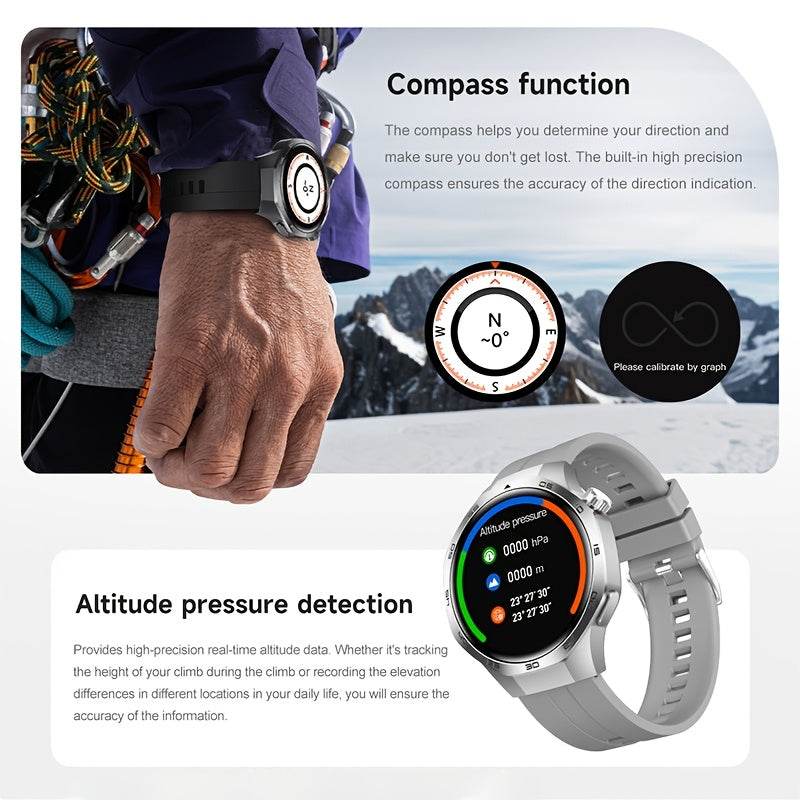 2025 New GPS Motion Trajectory Smart Watch for Men Watch 5 Max, 360*360 HD Screen AI Voice Wireless Call NFC Smartwatch, 100+ Sports Modes, Outdoor Sports Men'S Smart Watch, Compass Fitness Tracker Watch for Men New Year, Fat - Quality Shopping Centre