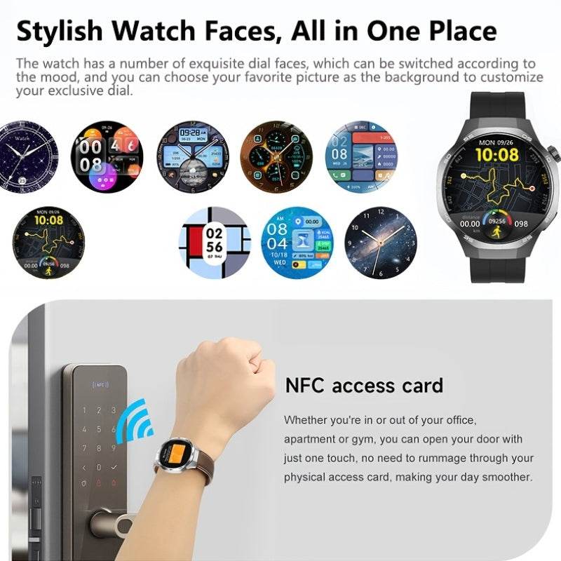 2025 New GPS Motion Trajectory Smart Watch for Men Watch 5 Max, 360*360 HD Screen AI Voice Wireless Call NFC Smartwatch, 100+ Sports Modes, Outdoor Sports Men'S Smart Watch, Compass Fitness Tracker Watch for Men New Year, Fat - Quality Shopping Centre
