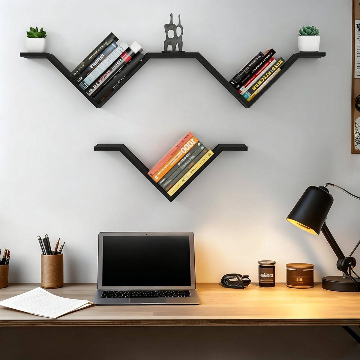 Étagère flottante murale en forme de V