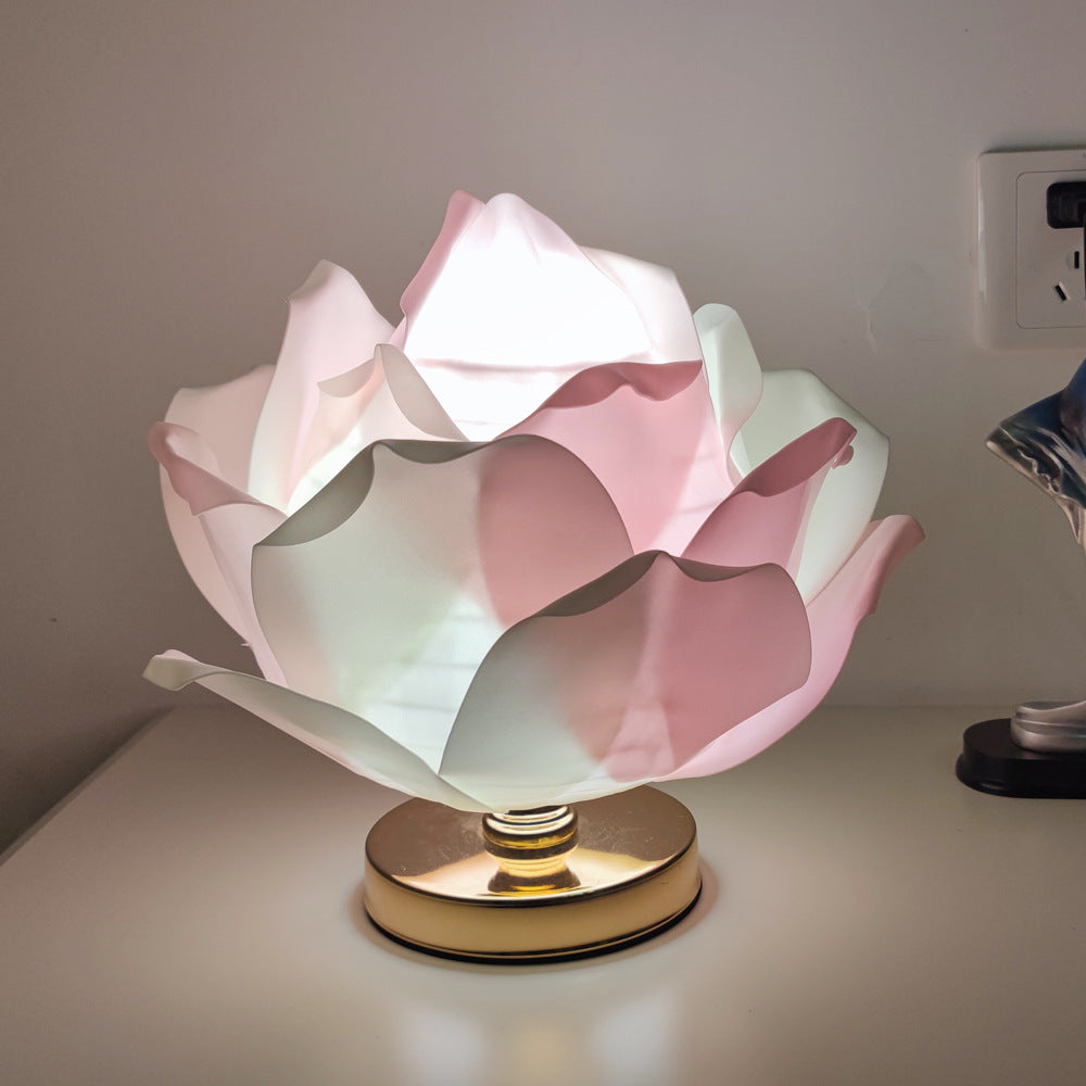 Creatieve grote rozenbloemlamp lotuslamp voor meisjeskamer, romantische sfeer huwelijksdecoratie bedlampje