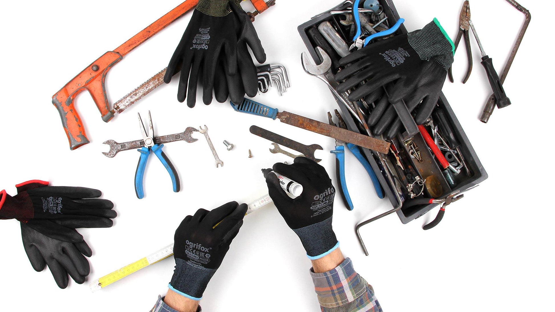 24 paires de gants de travail Ogrifox enduits et porte-gant avec clip pour gants - Quality Shopping Centre